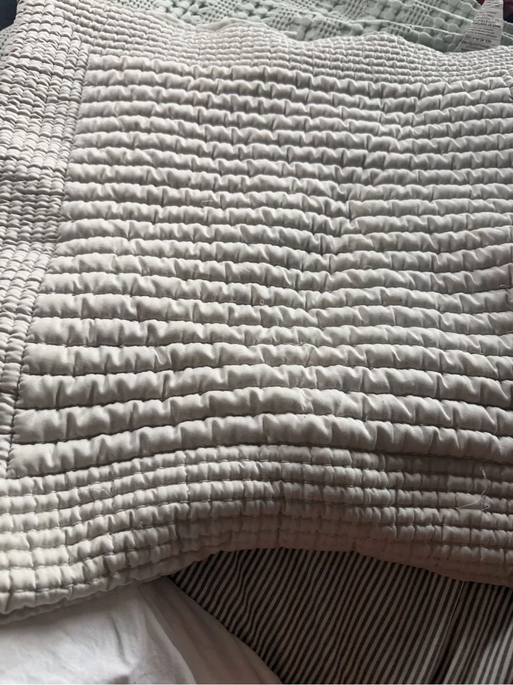 West Elm 26x26 Quilted Lyocell Euro Pillow Sham | Light Gray